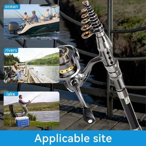 Carbon Fiber Telescopic Fishing Rod Pole Reel Combo Sea Saltwater Freshwater