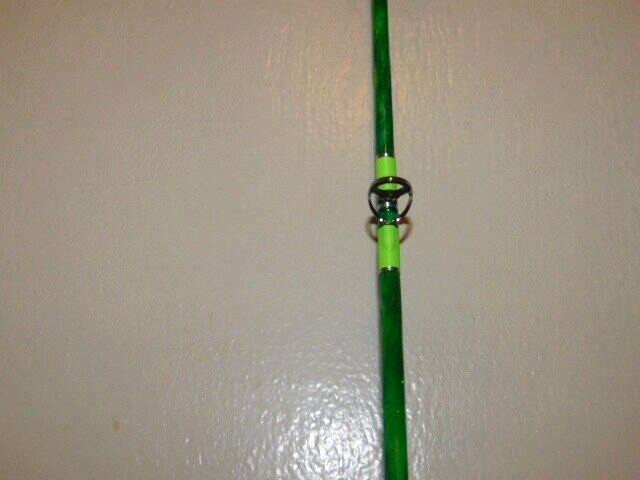 CUSTOM SPINNING ROD GREEN LIME SPARKLE MARBLE 20-40 LB 7′ NEW