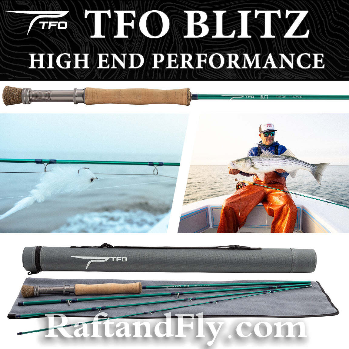 TFO Blitz 10wt 9’0″ Saltwater Fly Rod – Lifetime Warr. FREE SHIPPING