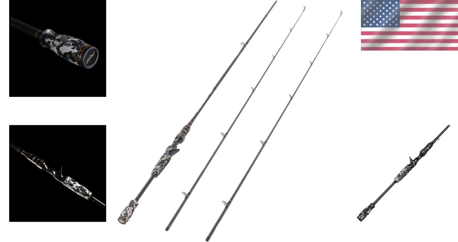 Camo Legend 2-Piece Fishing Rod – 7-Ft, 24 Ton Carbon Fiber Baitcaster