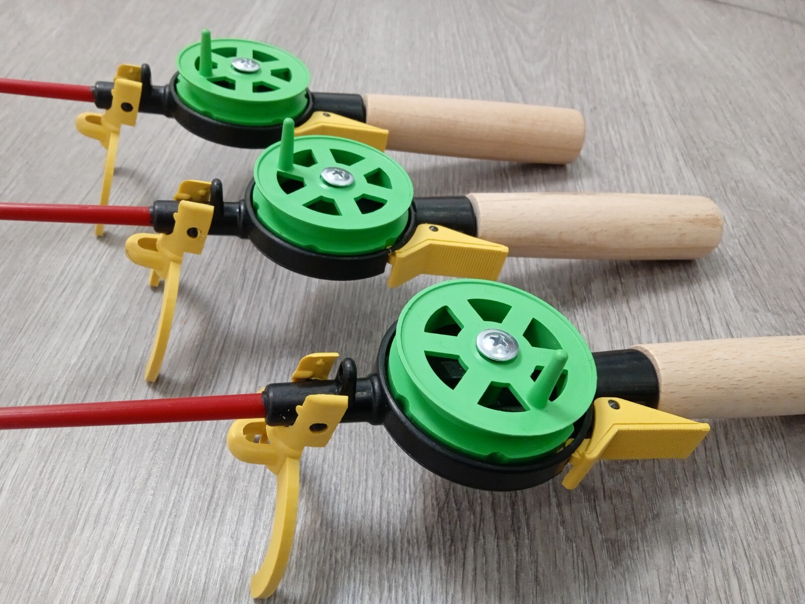 3 pcs Ice winter fishing rod ice vertical jig mormyshka wooden holder