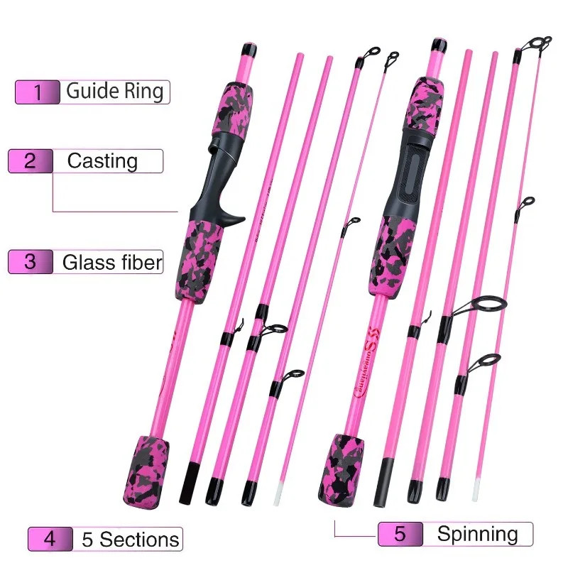 Sougayilang Spinning Fishing Combo 5 Sections Carbon Fiber Lure Fishing Rod