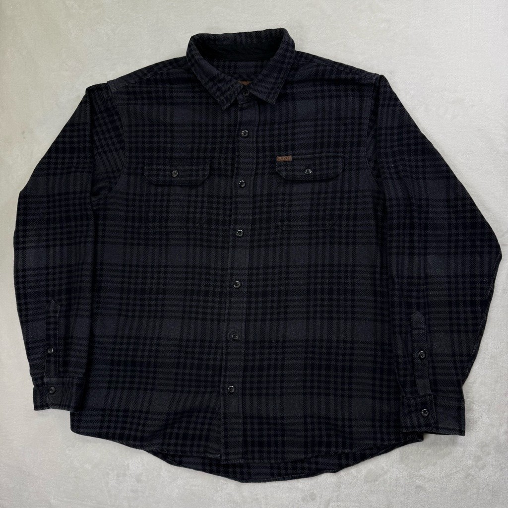 Men’s Orvis Heavyweight Black Gray Plaid Casual Button Down Shirt XL