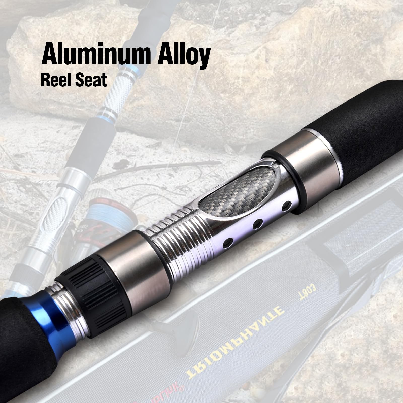 Fiblink 3-Piece Spinning Rod Heavy Spinning Fishing Rod Portable Fishing Rod