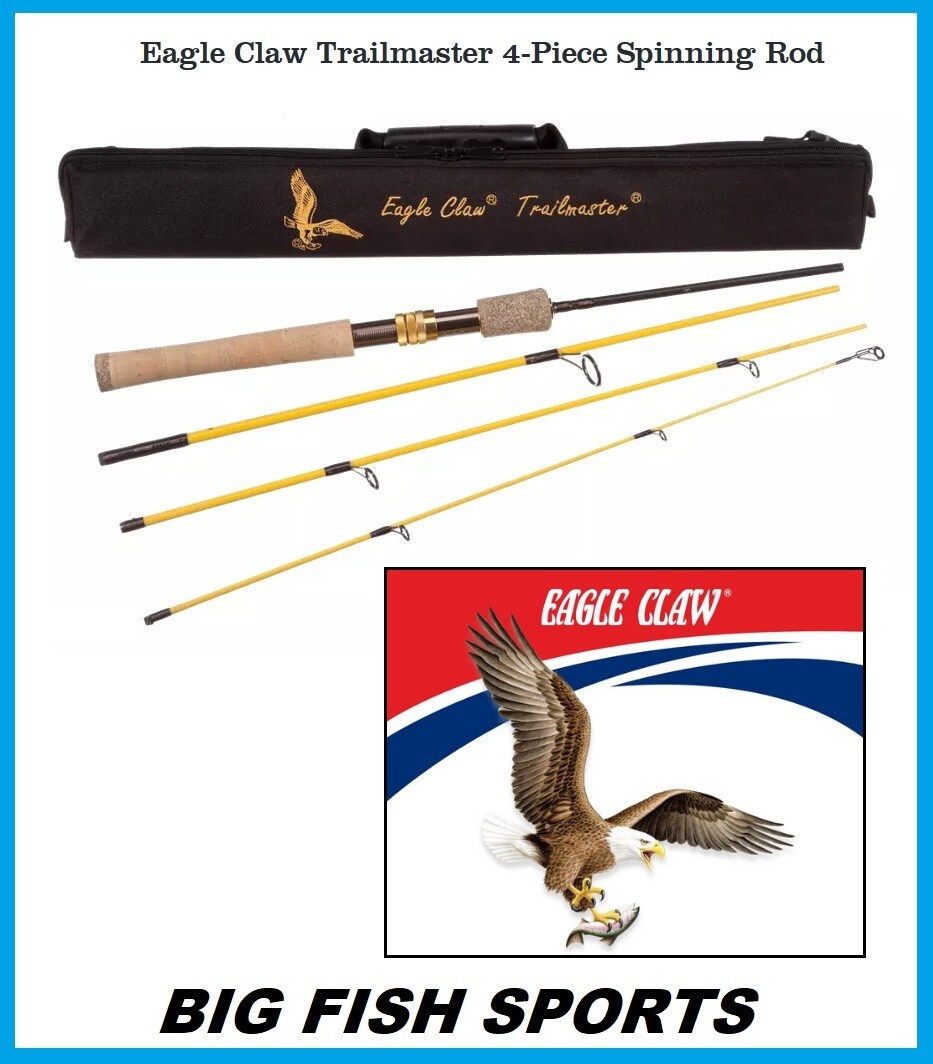 EAGLE CLAW Trailmaster Travel/Pack 6′ 6″ Spinning Rod #TMM66S4 FREE US SHIP!