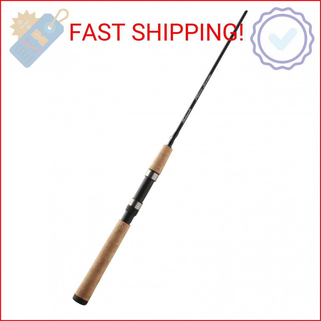 Shakespeare Micro 5’6″ Spinning Rod, 2-Piece Fishing Rod, Graphite Composite Bla
