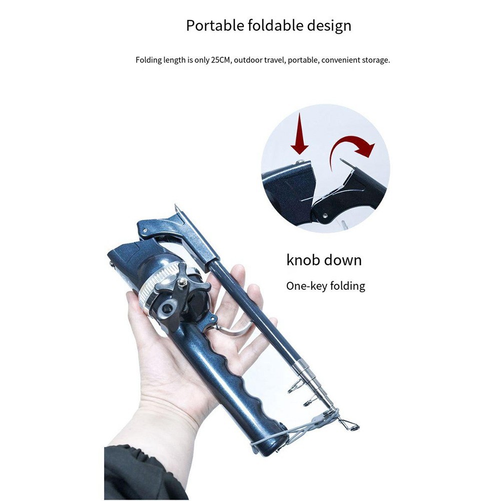 Compact Fishing Gear Folding Fishing Rod Smooth Reel System Fishing At The Beach