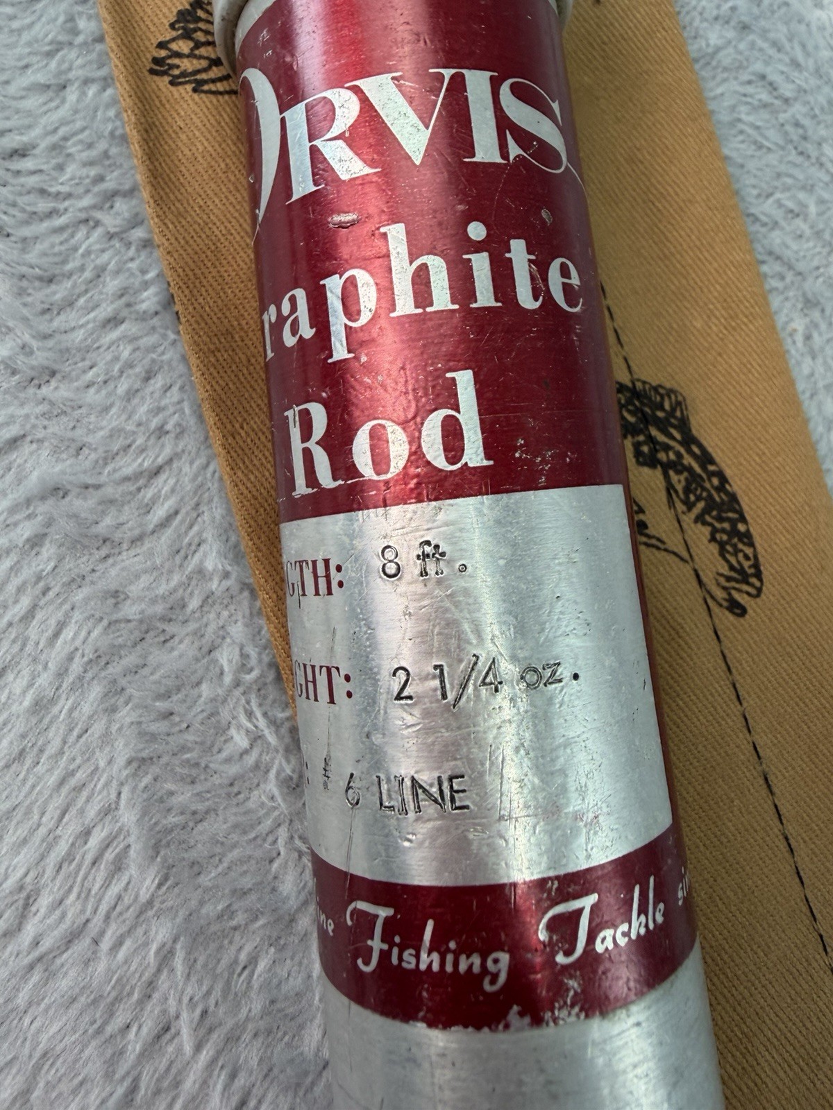Vtg Orvis “Trout” Graphite Fly Fishing Rod 8’ 6wt 2pc Sock & Original Tube Y218