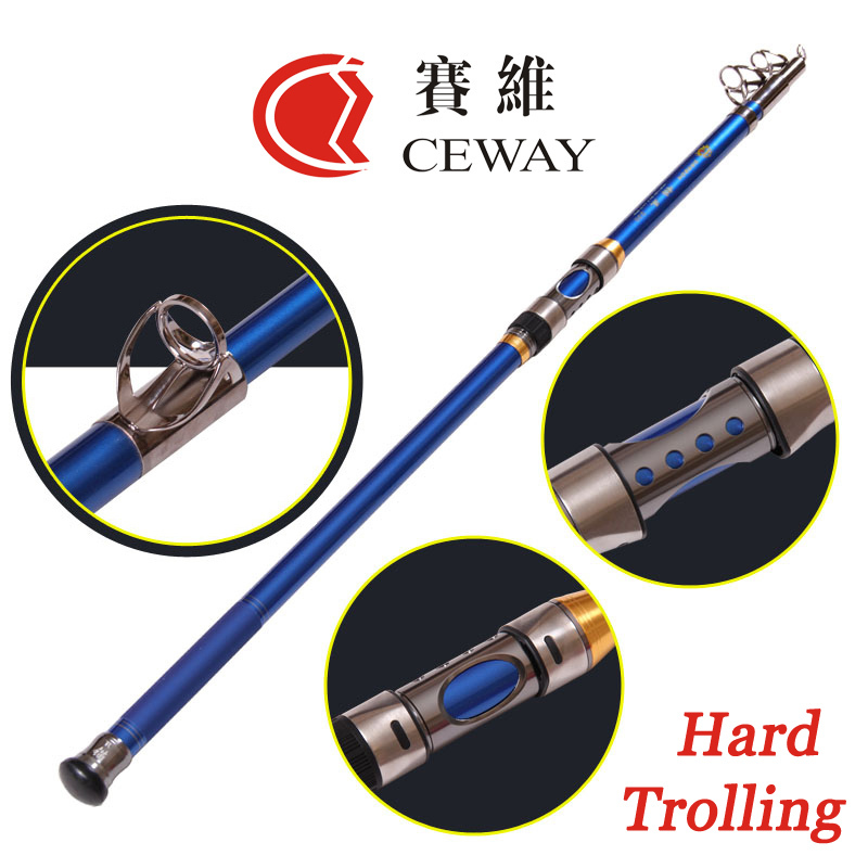 Carbon Boat Fishing Rods Telescopic Trolling Rod Hard Troll Pole 2.7m 3.6m 3.9m