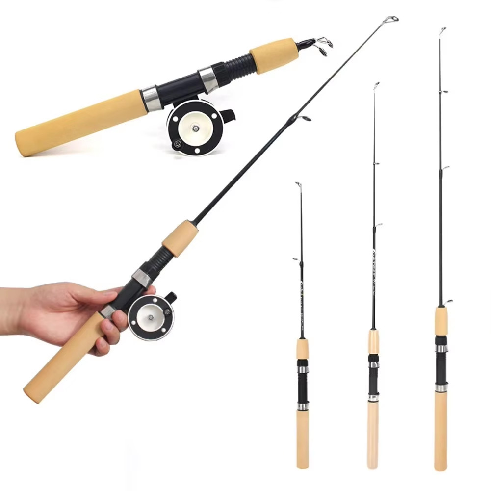 60 80 100CM Mini Telescopic Ice Fishing Rod Portable Fishing Pole Winter Tackle