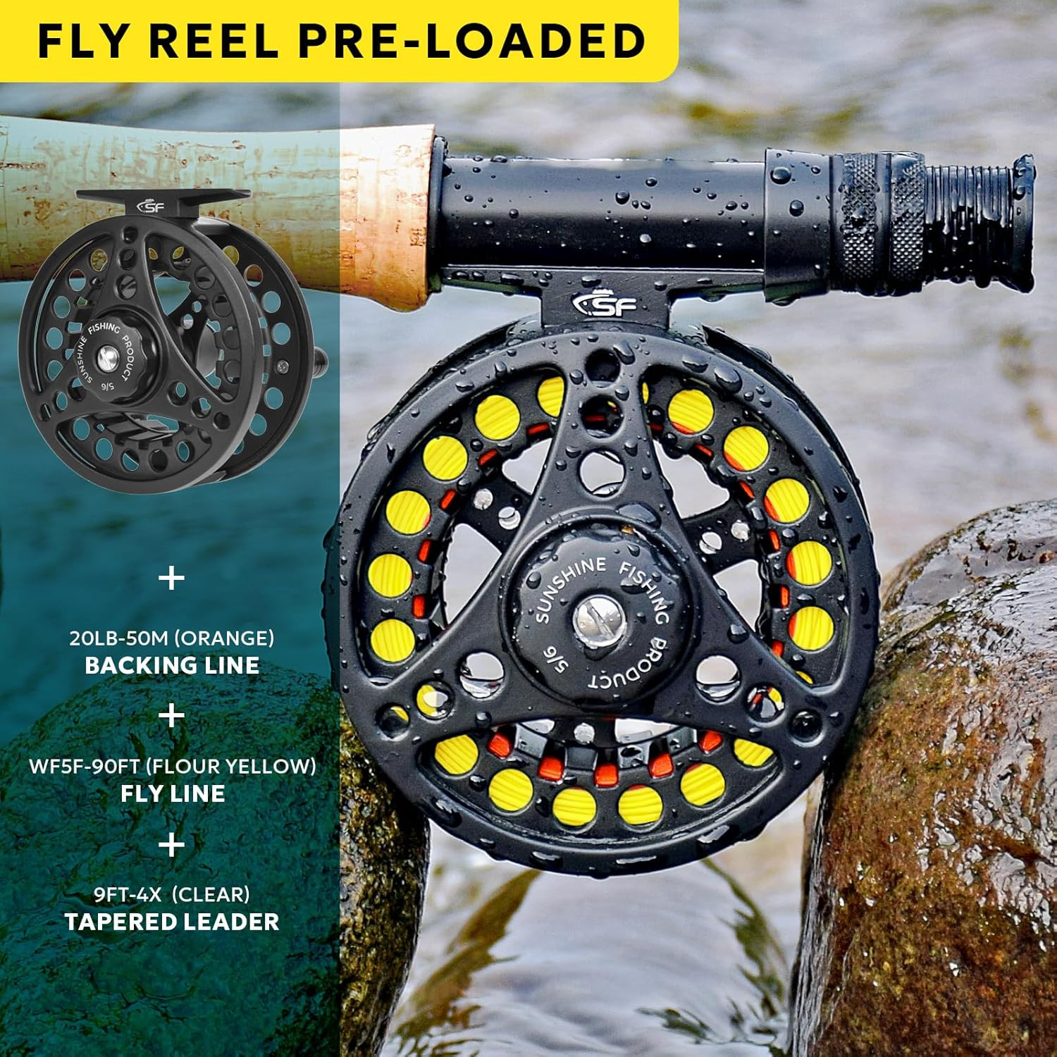 Fly Fishing Rod Combo Starter Kit Semi Gloss Green Jade Finish 24T Carbon