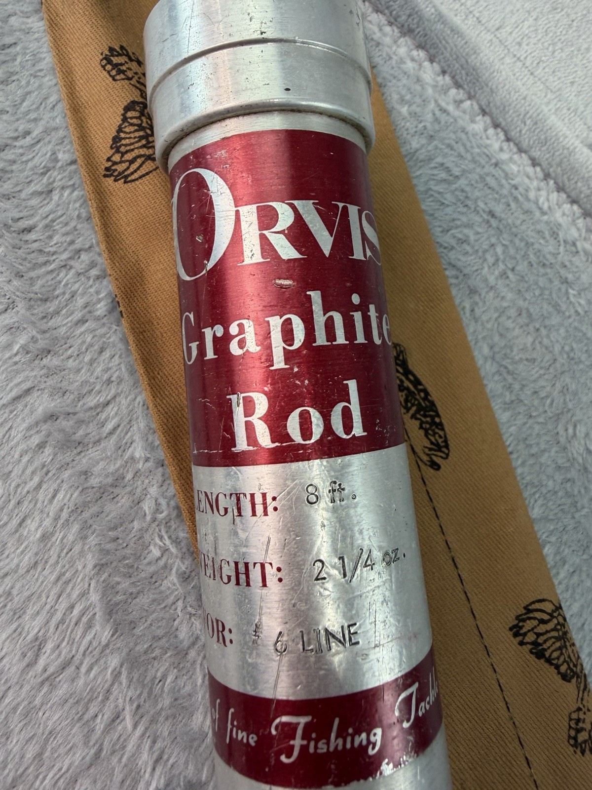 Vtg Orvis “Trout” Graphite Fly Fishing Rod 8’ 6wt 2pc Sock & Original Tube Y218