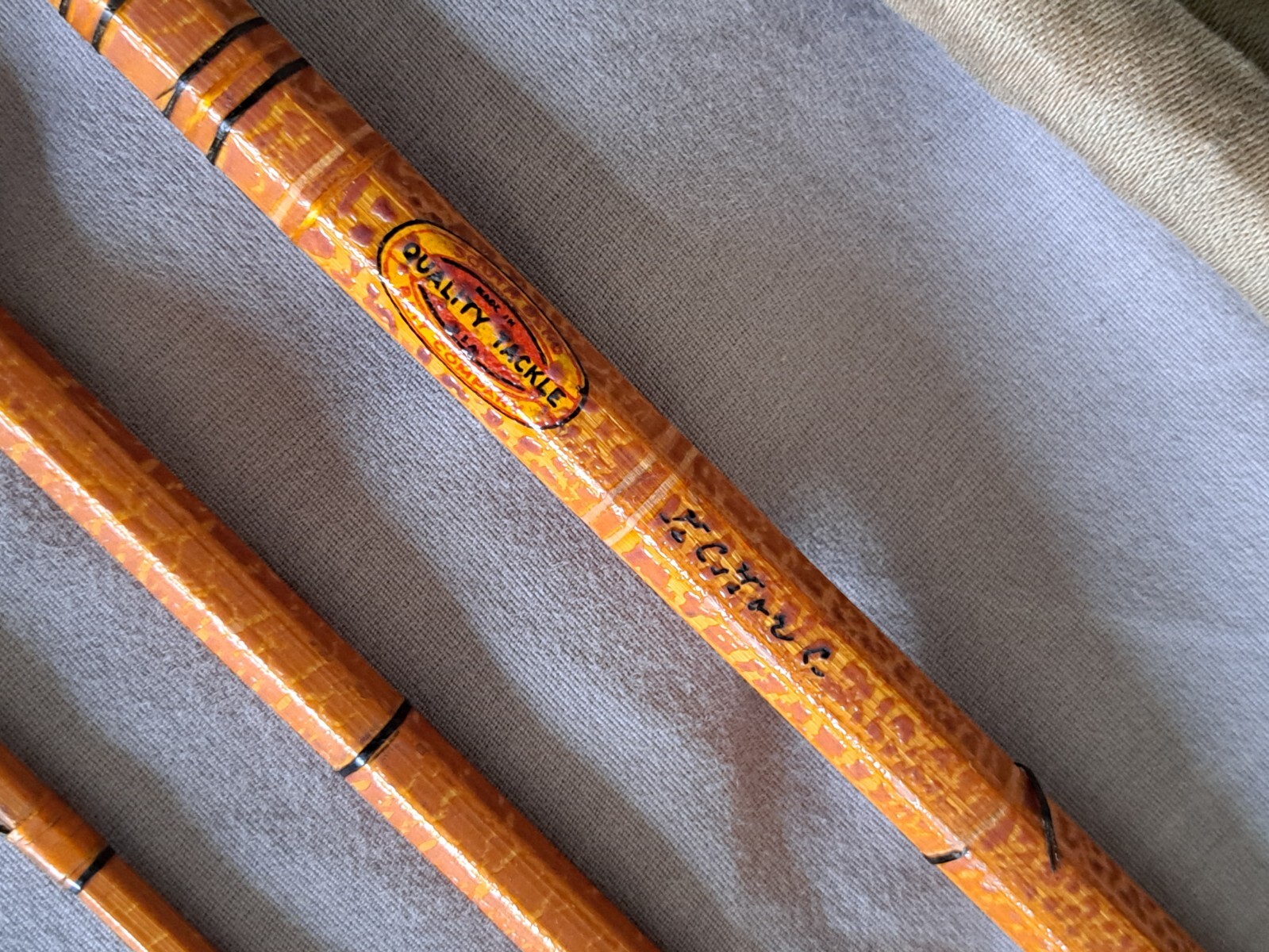 1930S USA DESIRABLE FLY ROD SOUTHBEND CROSS DOUBLEBUILT TUBE & ORIGINAL SOCK