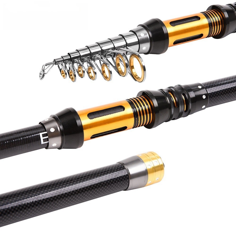 Spinning Fishing Rod Carbon Fiber Long cast Telescopic Pole 1.5M-3.0M Saltwater