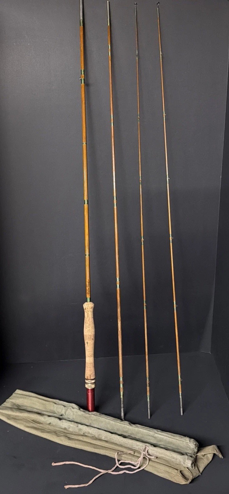 Walton Powell (BAMBOO) 9′ 1″ # 4pc 2 top Fly Fishing Rod ULTRA RARE!!!