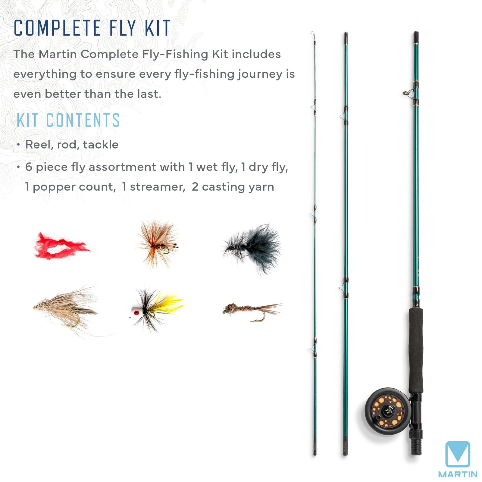 Martin Fly Reel and Fishing Rod Combo Kit Complete Fly