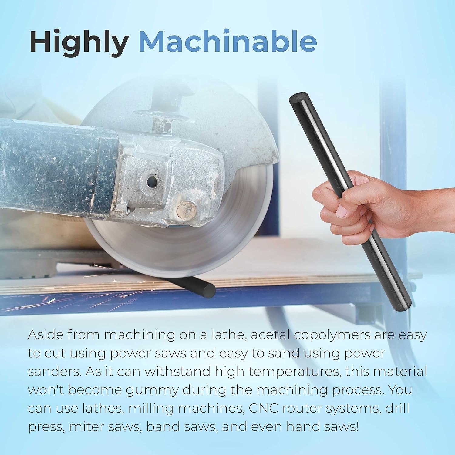 1.5″ x 12″ Acetal Copolymer Rods, Perfect for Non-Marring Fixtures