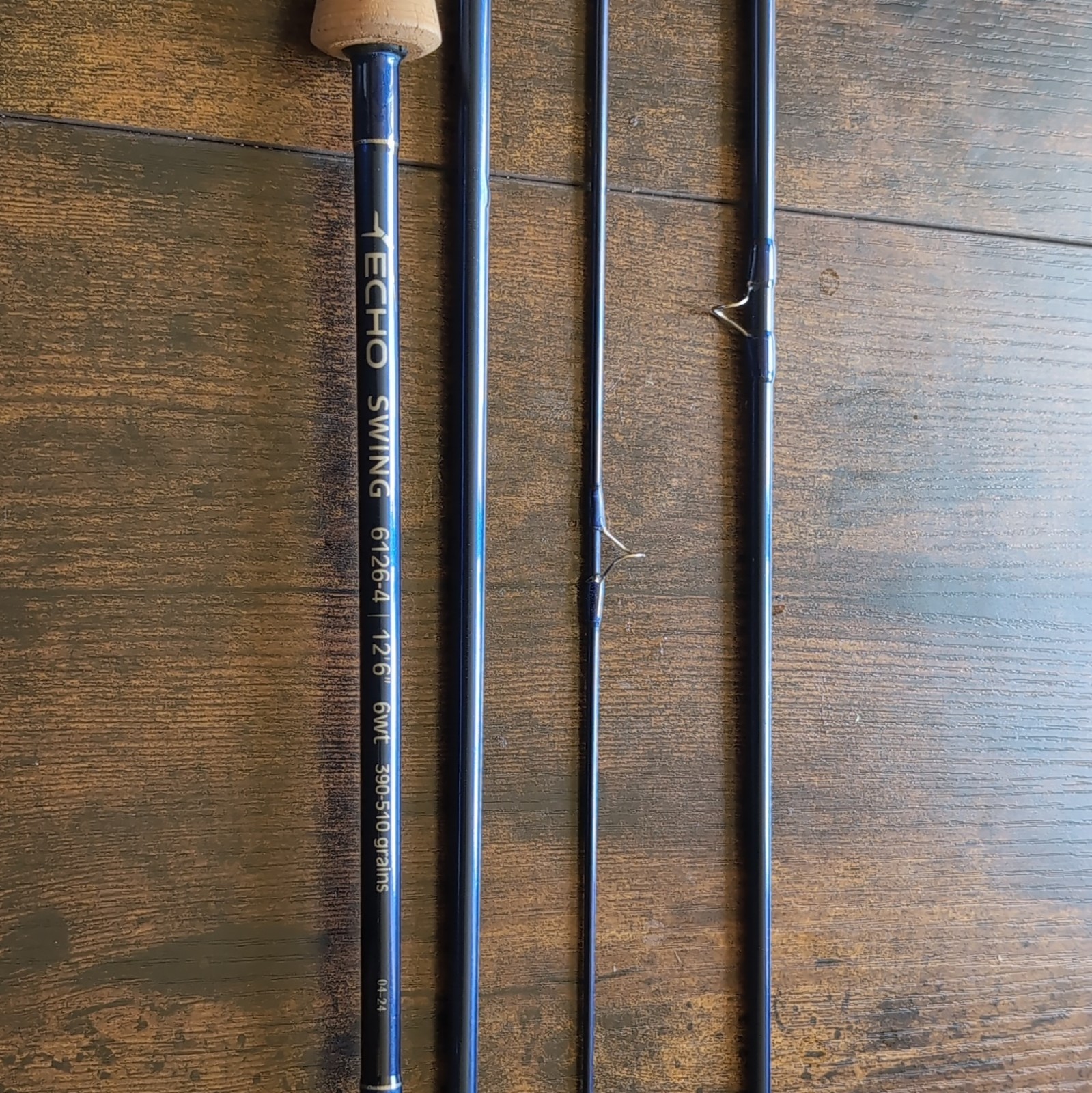 ECHO SWING 6126-4 12’6″ 6wt 4pc Graphite Fly Rod Blue Cork Handle