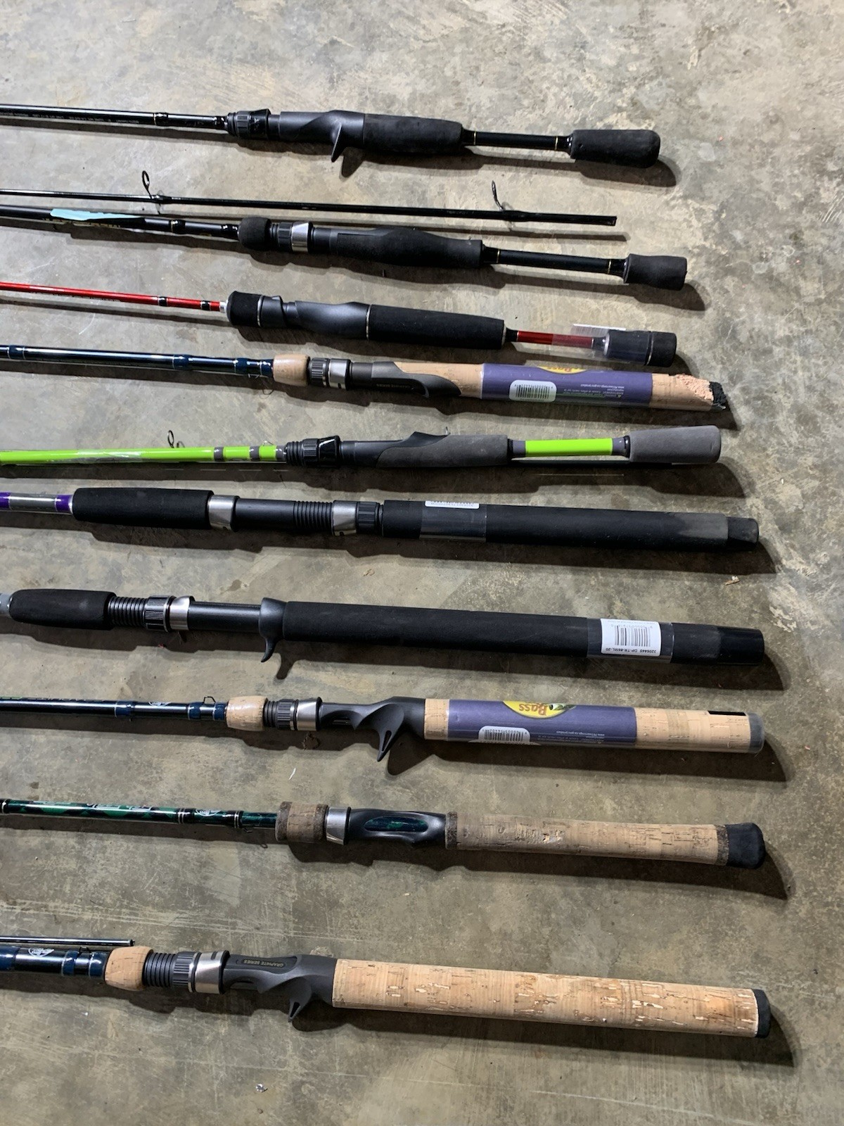 LOT OF 10 BASS PRO SHOPS FISHING RODS (BROKEN)
