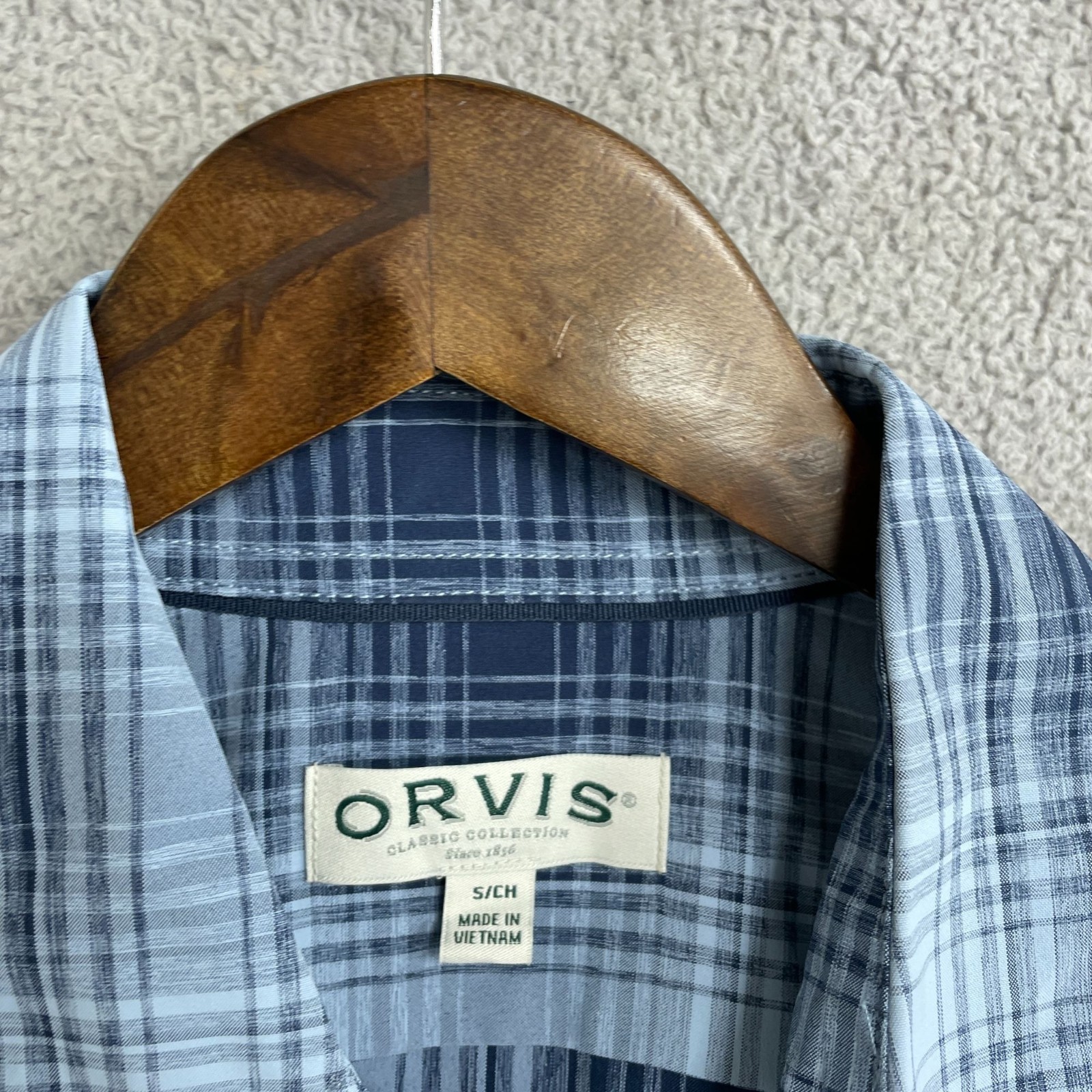 Orvis Men’s S Short Sleeve Tech Shirt Button up Outdoor UPF 30 Blue N0739