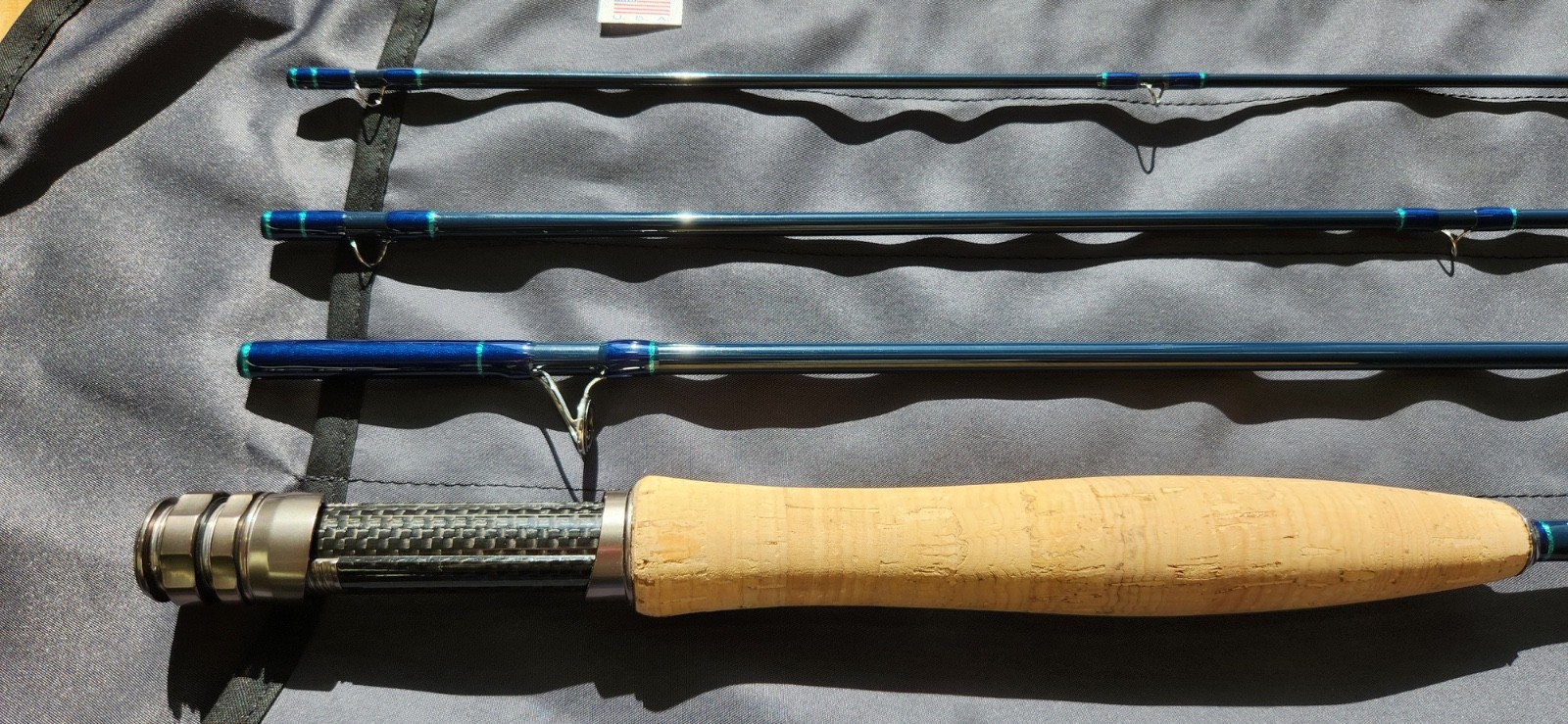 Custom 9ft 5wt fly rod deep blue MHX Native blank