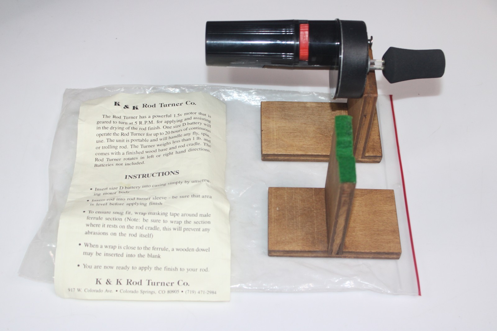 Vintage K&K Fishing Rod Repair Machine Rotator for DIY Building and Epoxy Drying