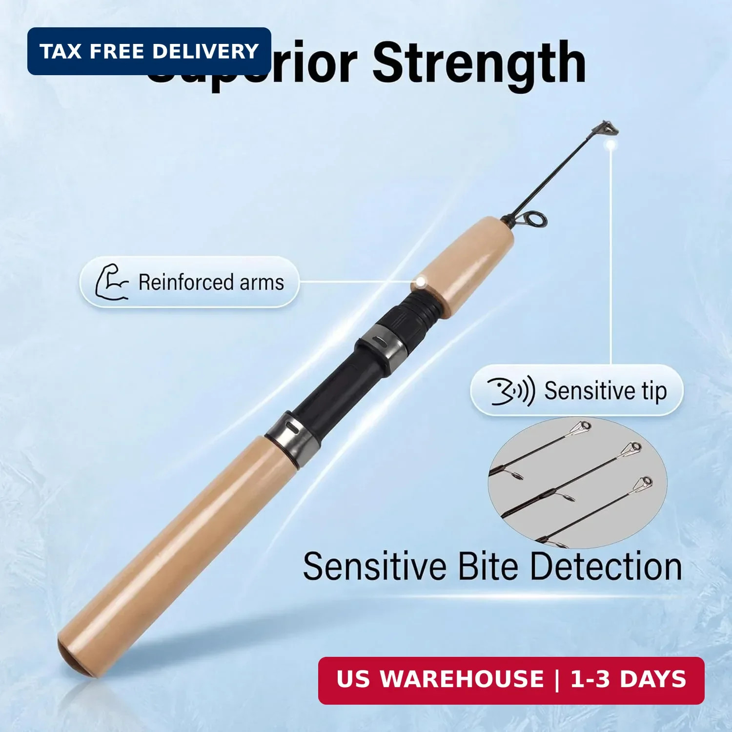 Ice Fishing Rod, Jig Pole & Rod Blanks Winter Outdoor Use, Spinning & Casting Co