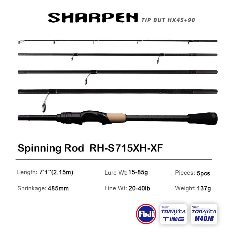 PURELURE SHARPEN Travel Soft Lure Long Spinning and Casting XF/MF Action Rods