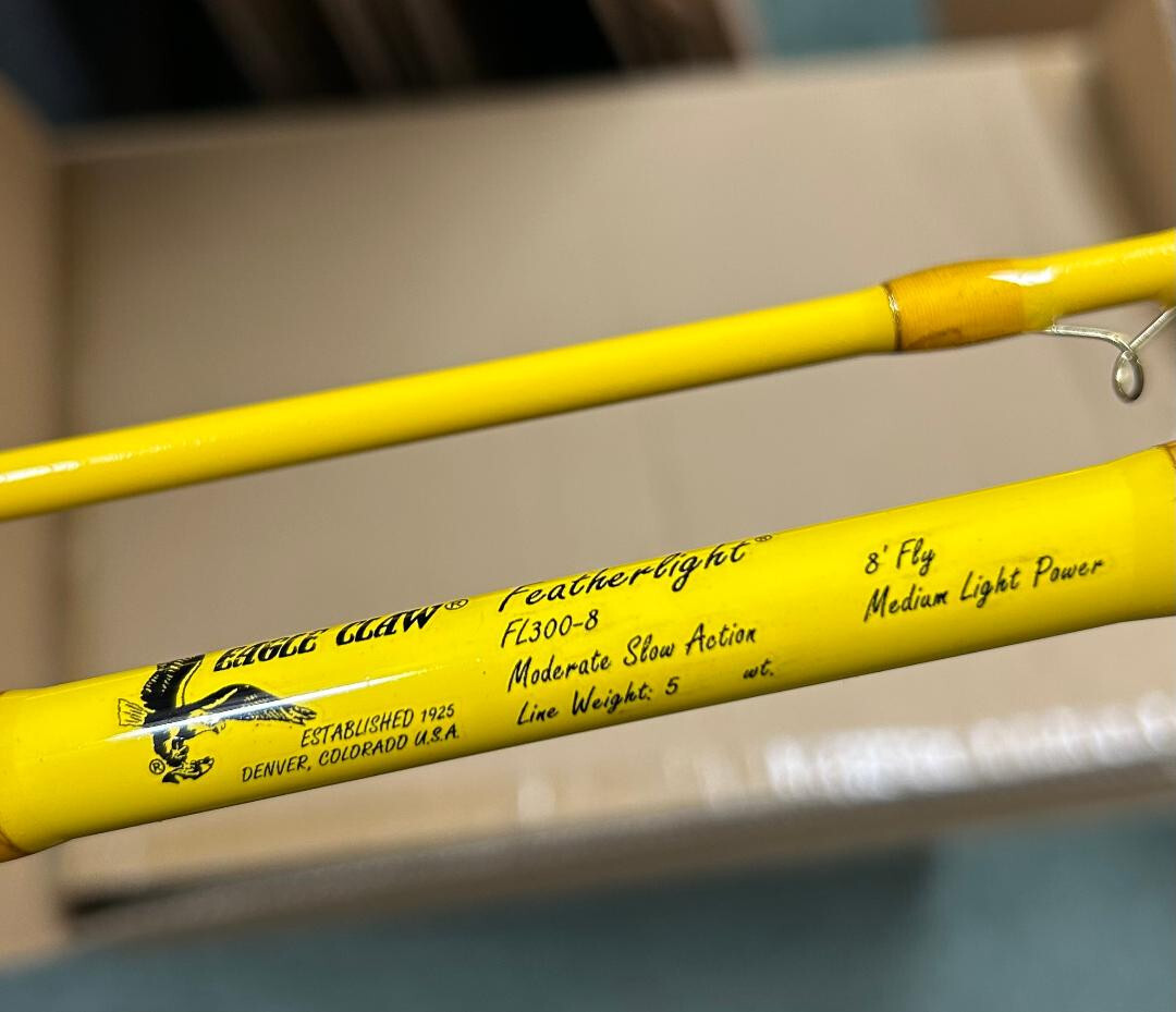 EAGLE CLAW Featherlight 5/6 Line Weight Fly Rod, 2 Piece (Yellow, 8′) #FL300-8