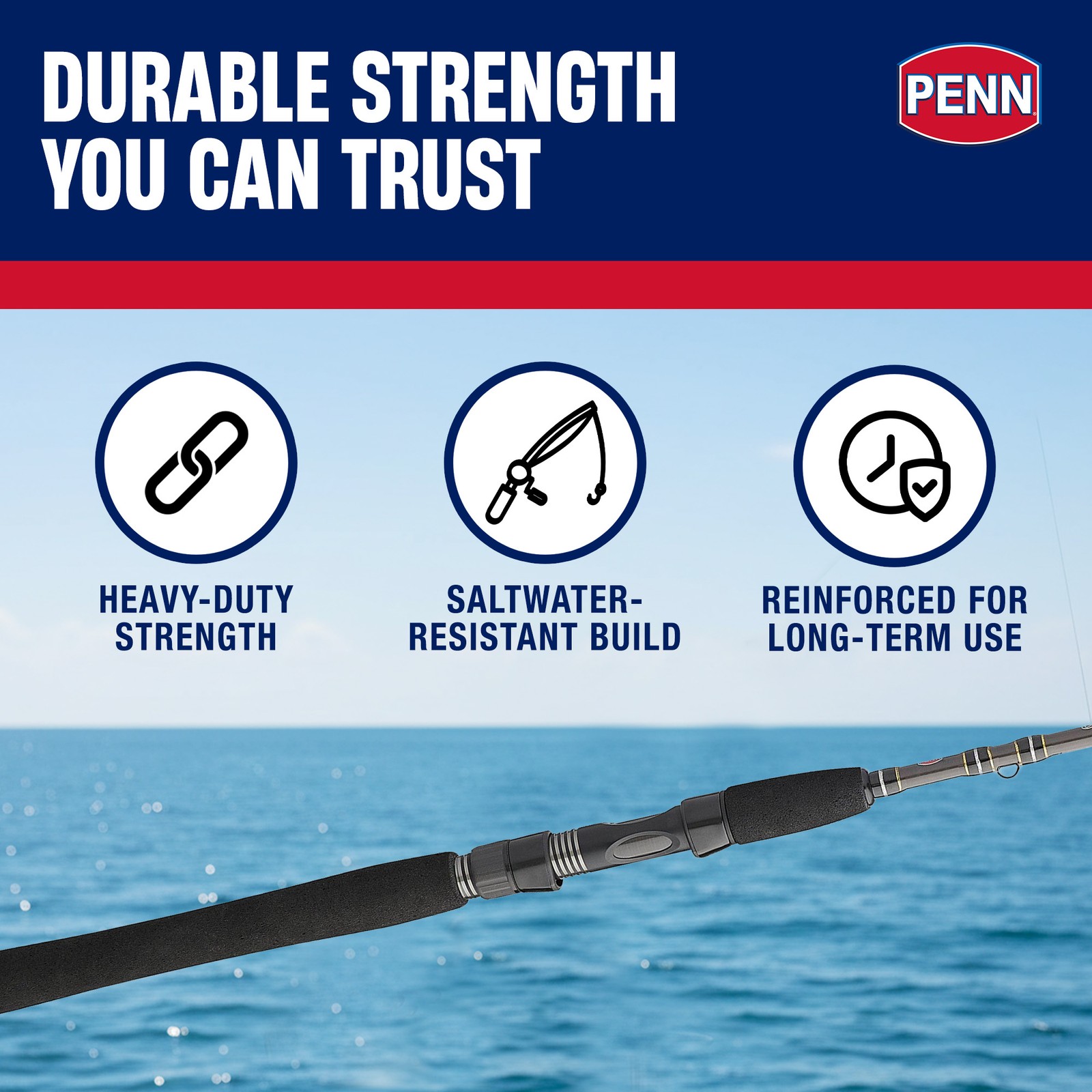PENN Carnage III Inshore Spinning Rod, 7′ Fishing Pole, Medium Power, Extra Fast