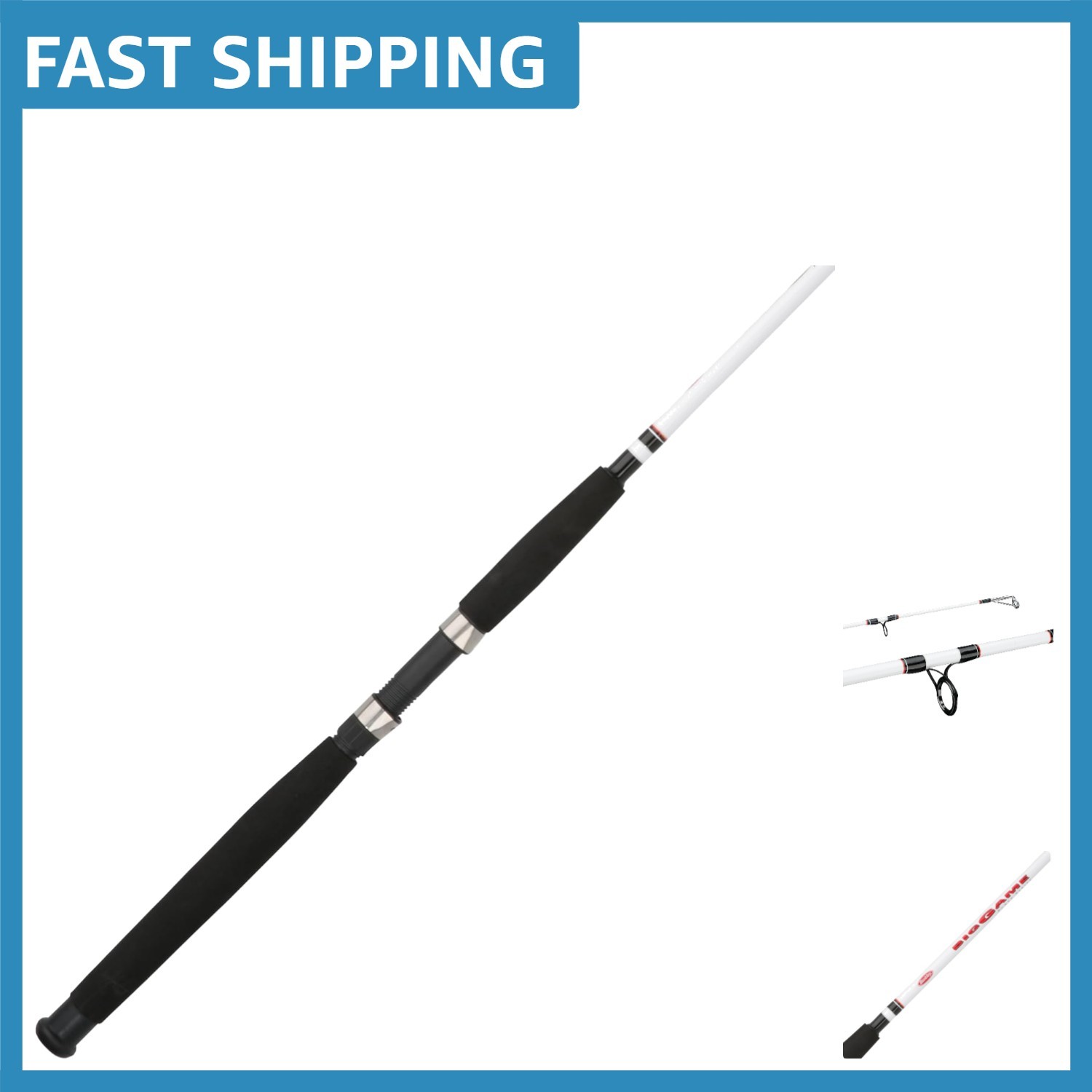 8 Feet Big Game Spinning Rod – Durable Fiberglass, Perfect for Catfish & Trout