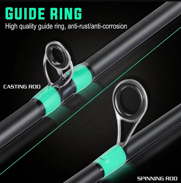 4 Section Fiberglass Spinner Baitcasting Fishing Rod Tone Pole Fishing Tackle