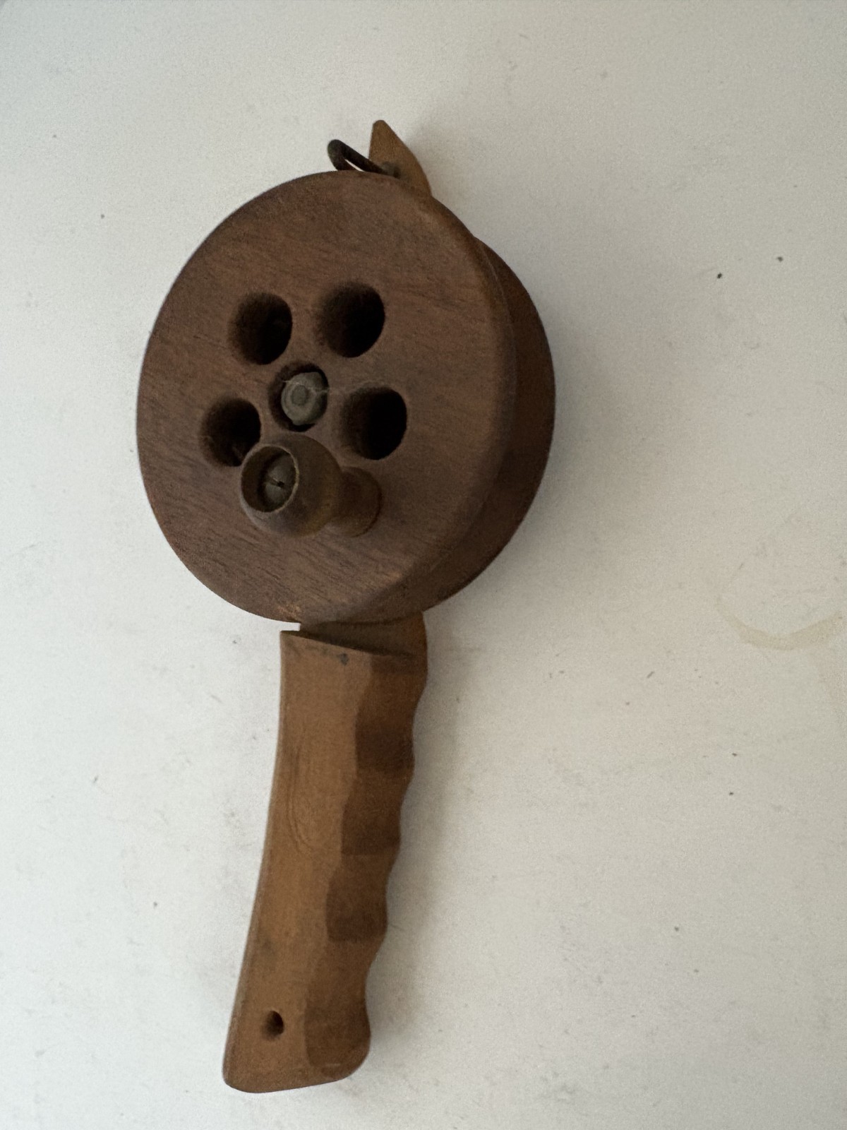 Vintage Wooden Ice Fishing Reel Drop Liner Untested