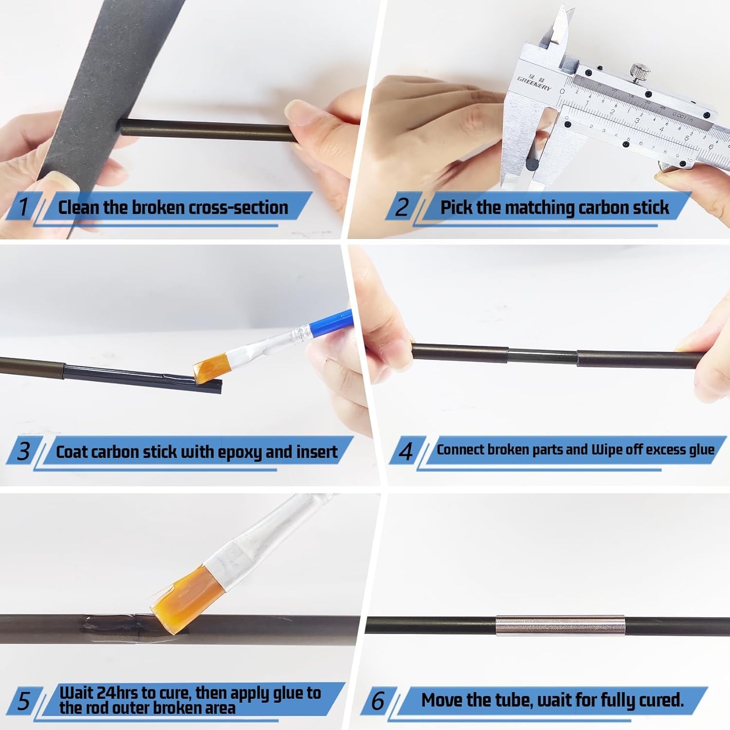 Fishing Rod Repair Kit Complete with Accessories, Carbon Fiber Stick and Stai…
