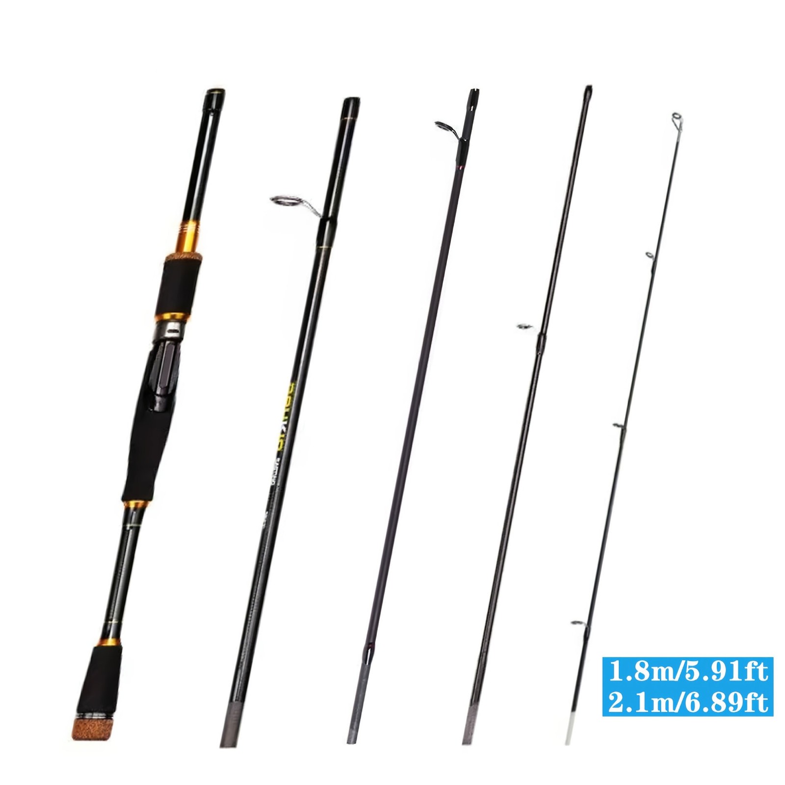 1.8M/2.1M Five-section Portable Fishing Rod Spinning Rod Travel Pole Fast Action