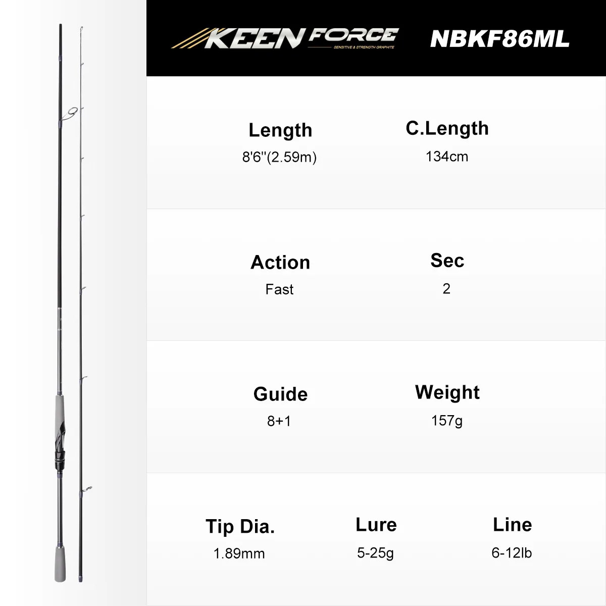 NOEBY Spinning Fishing Rod 6.7-9.5ft Carbon Multi-Purpose Lure Rod Eging