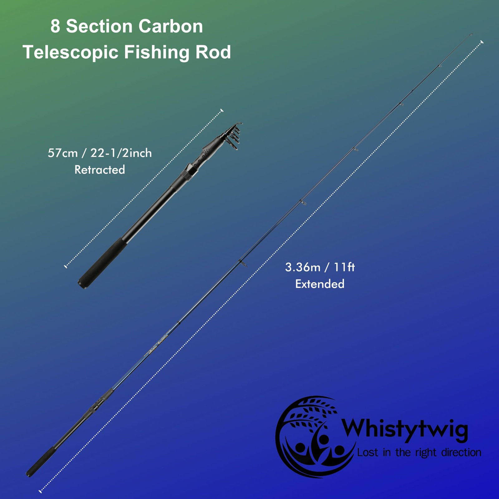 Whistytwig Carbon Fiber Telescopic Fishing Rod – Easy Travel & Storage – Collaps