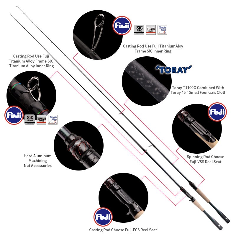 PURELURE LEAD ROD CEDAN 1-Piece Lure Fishing Rod Spinning Casrting Extra Fast