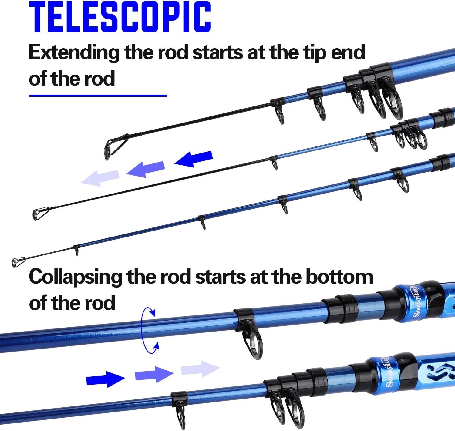 5.9 Ft Telescopic Fishing Rod – Carbon Fiber, CNC Reel Seat & EVA Handle