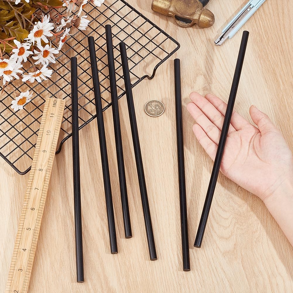 6 PCS Black Acetal Copolymer Round Dowel Rods 0.31×11.8 Inch DIY Craft Making