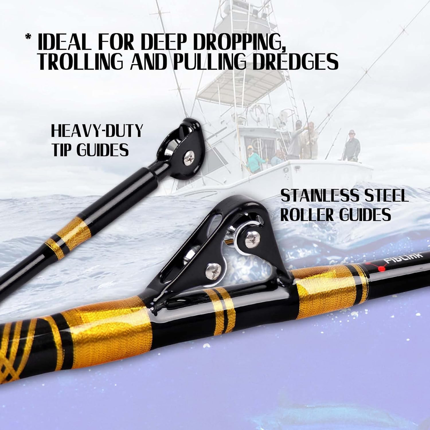 Saltwater Trolling Rod 2PC Bent Butt Offshore Deep Sea Big Game Boat Fishing Pol