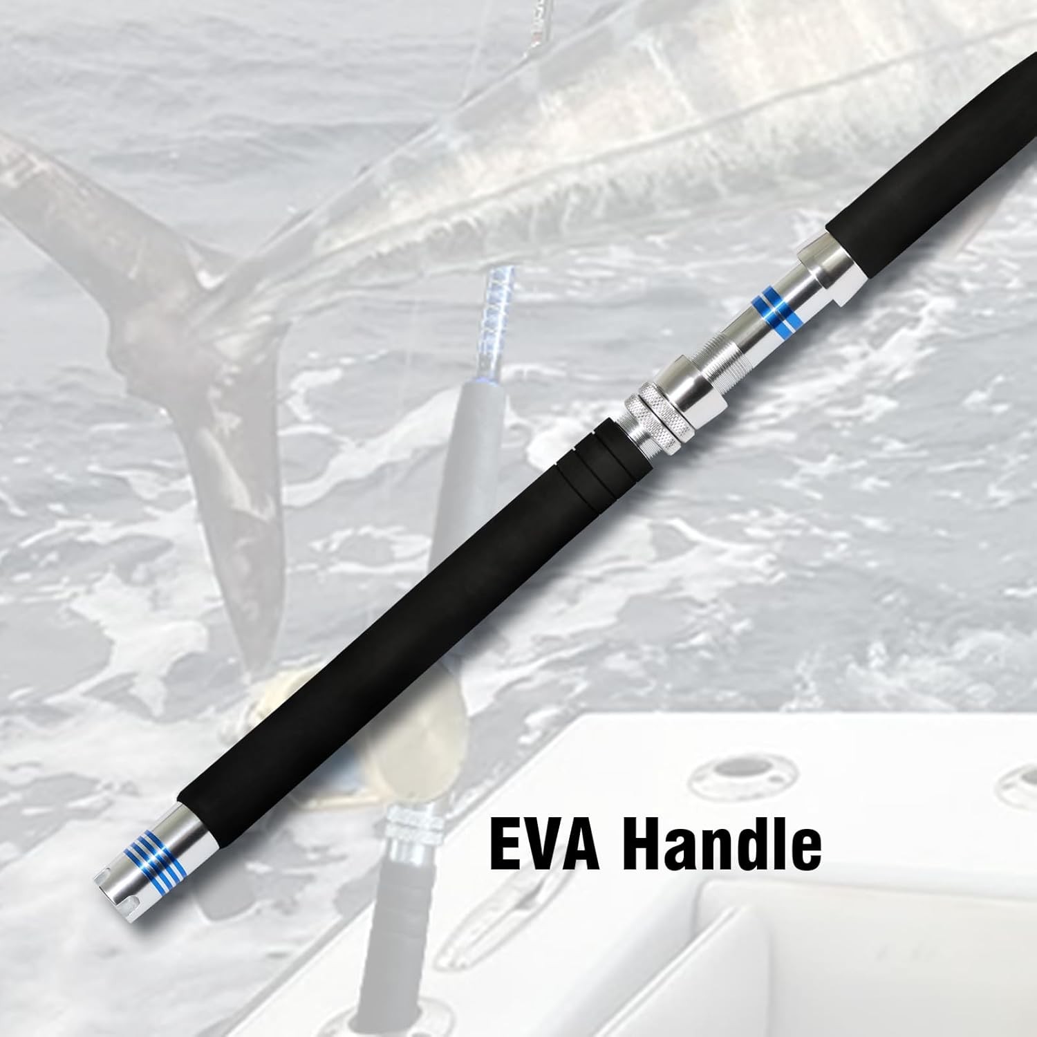 Versatile Saltwater Trolling Rod – 8ft Length, 1/2-Piece Design for Big Game