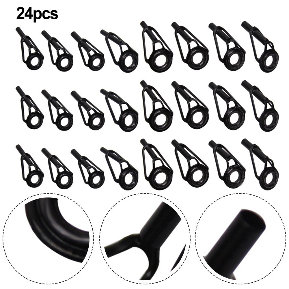 Complete Fishing Rod Tip Repair Kit 24PCS Stainless Steel Ceramic Rings Set