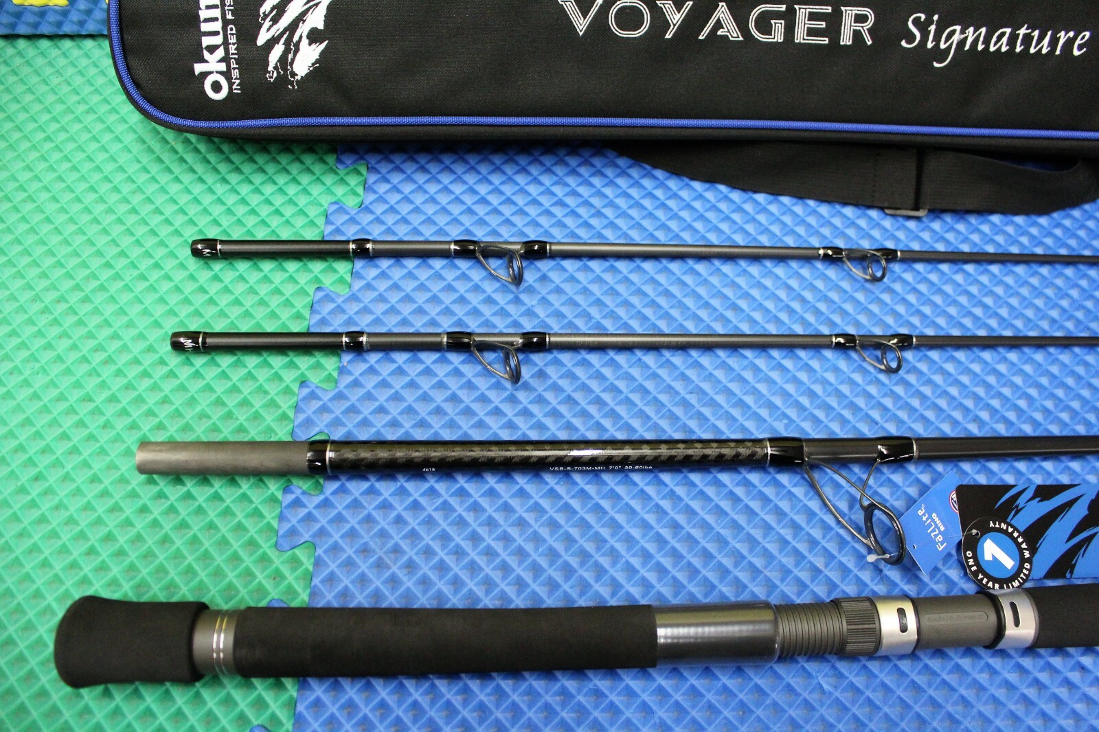 Okuma Voyager Signature Boat Rod 7′ 0″ 3-Pc W/Soft Case 2 Rod Tips VSB-S-703M-MH