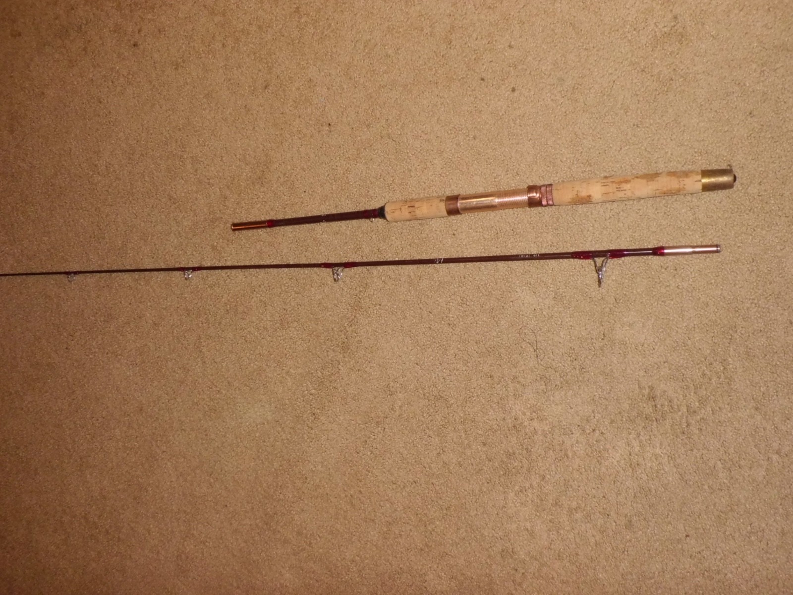 Vintage SABRE Nypoxy Chocolate Ultra Light 2 pc Spinning 6′ Rod- USA- 4-10 lb