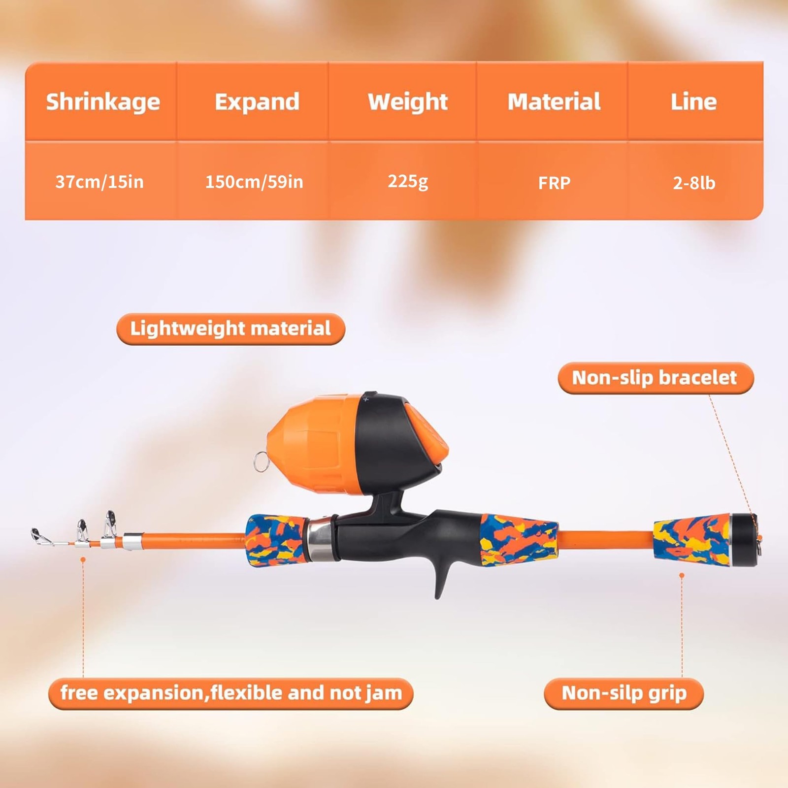Kids Fishing Pole Kit Set，Portable Telescopic Fishing Rod and Reel Combo