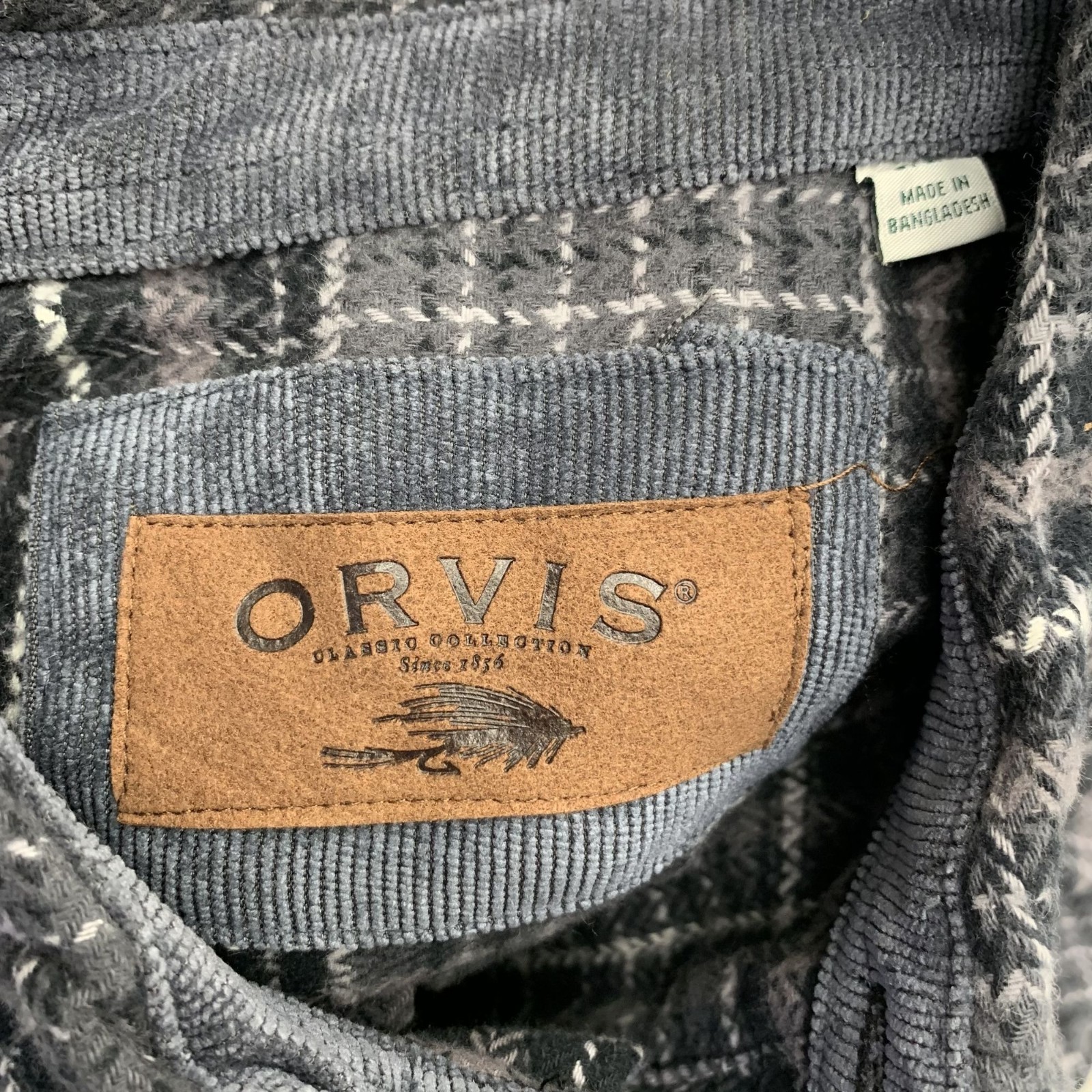 Orvis Men’s S Classic Plaid Beefy Flannel Shirt S Black & Gray 100% Cotton n1307