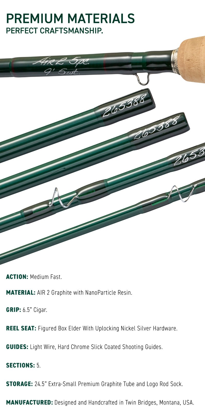 NEW WINSTON AIR 2 9′ #6 WEIGHT 5 PIECE FLY ROD + FREE USA SHIPPING – IN STOCK!