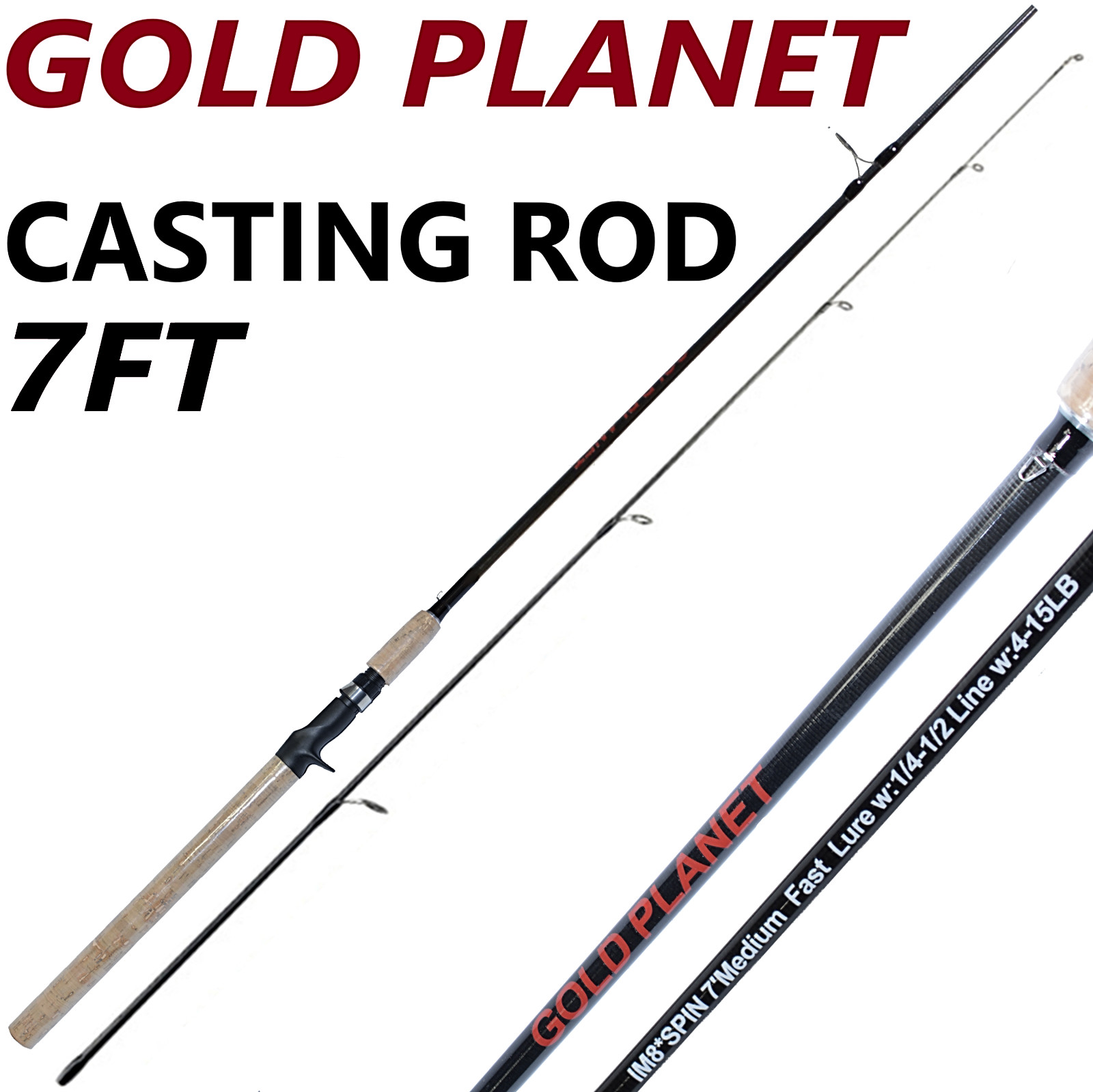 Fishing Pole Spinning Casting Rod 7 8 9 FT Carbon Fiber Medium Fast Lightweight