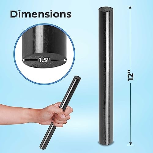 (Pack) Round Acetal Copolymer Rods – Standard Tolerance 1 ½ 1.5″ x 12″ 2 Black